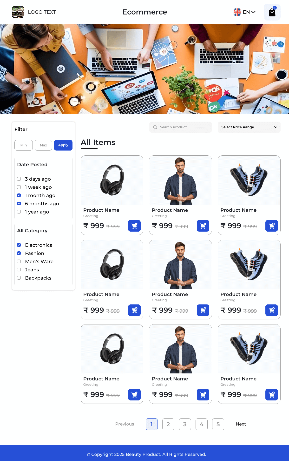 General E-commerce online store template