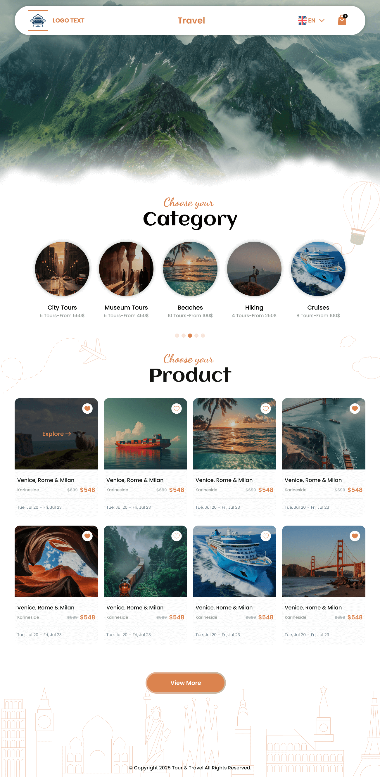 Travel online store template